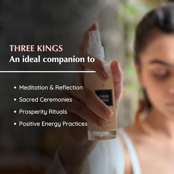 Three Kings Natural Resin Mist Spray by Aromafume | 1 x 100ml / 3.38 fl oz | Ideal for Spirituality & Rituals | Made with Pure Boswellia, Serrta & Benzoin extracts | Non-Alcoholic, Non-Toxic & Vegan