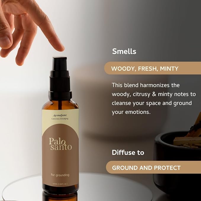 Palo Santo Smudge Spray for Protection & Energy Clearing (0.33 Ounce) - Clean, Smoke-free, Non Toxic alternative to Incense & Smudges