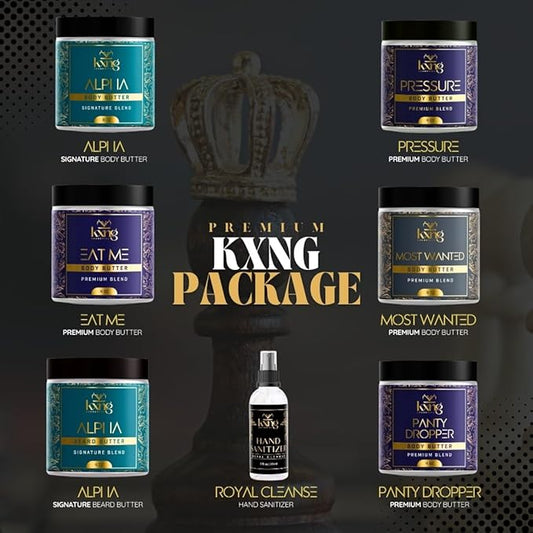 KXNG Cosmetics, Body Butter, Organic Skin Care for Men and Women, Body Moisturizer Lotions and Creams, Raw Shea Butter, Cocoa Butter, Mango, Coconut Oil, Hand, Foot, All Skin Types (Men's Care Pack)