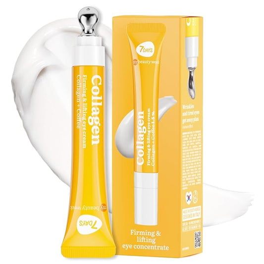 7DAYS Eye Cream with Collagen – Korean Skin Care Under Eye cream Treatment with Cooling Applicator, Anti Aging & Brightening Formula for Puffiness and Fine Lines – 0.6 fl. oz