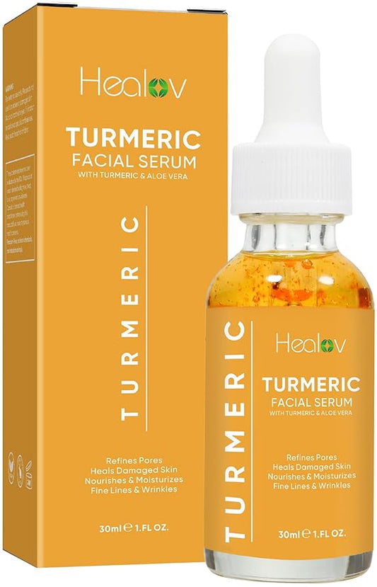 Turmeric Serum for Face & Body – All Natural Turmeric Skin Brightening Serum for Dark Spots – Cleanses Skin, Fights Acne, Evens Tone, Scars – Pure Turmeric Oil Skincare Treatment for All Skin Types