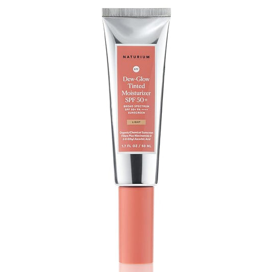 Naturium Dew-Glow Tinted Moisturizer SPF 50+ Light, Daily Moisturizing Sunscreen & Face Primer with Tint, Skin Protector with Dewy Finish, 1.7 oz