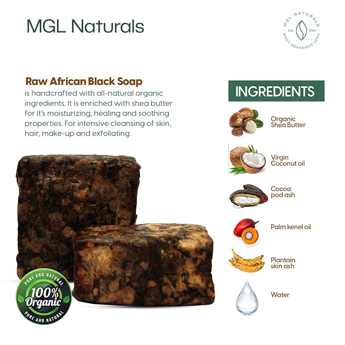 Raw African Black Soap, 1 lb.
