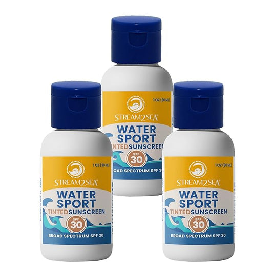 STREAM 2 SEA SPF 30 Tinted Sunscreen Biodegradable and Reef Safe, 1 Fl oz Pack of 3 Travel Size Paraben Free Non Greasy and Moisturizing Mineral Sunscreen For Face, Body Protection Against UVA and UVB