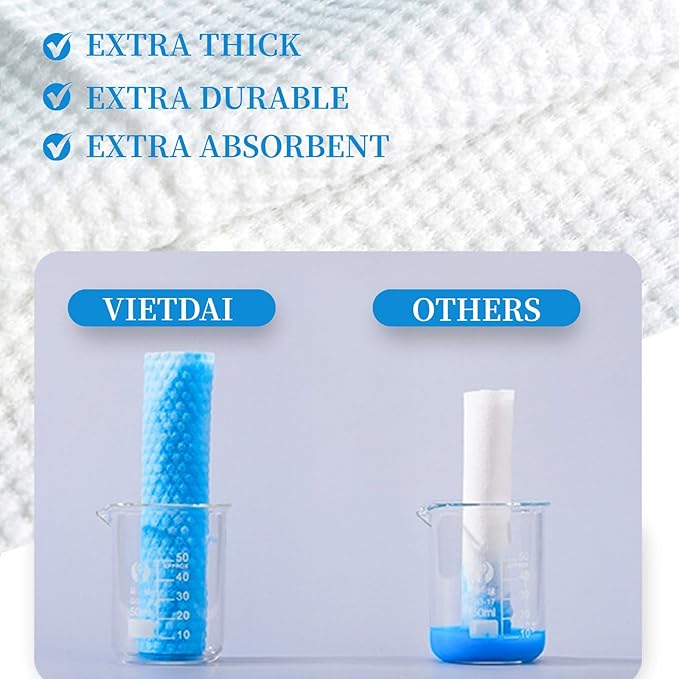 Face Towelettes Disposable 8" x 10" VIETDAI Ultra Soft Disposable Face Towels XL for Sensitive Skin, Clean Facial Towels Wet and Dry Use for Women Cleaning and Skincare -200 Count