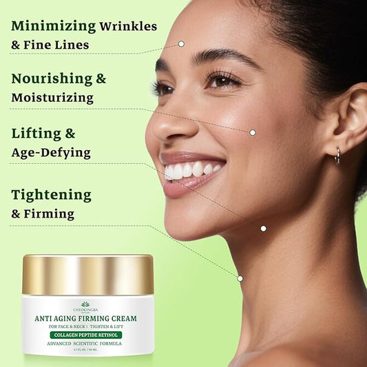 Tighten and Lift Neck Cream, Advanced Anti Wrinkle Face Cream with Retinol Collagen Hyaluronic Acid, AH-8 Multi-Peptides Anti Aging Neck Creams for Tightening and Firming for Women and Men, 1.7 Fl Oz‌