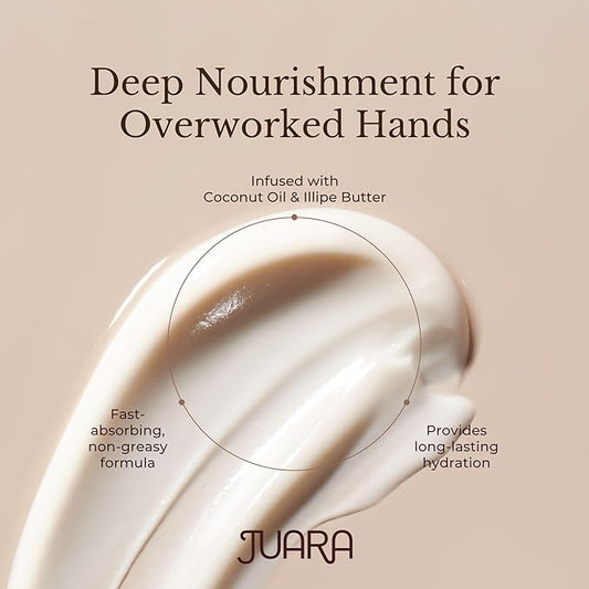 Juara Hand & Nail Balm - Anti Aging Hand Cream for Dry Cracked Hands - Cuticle Treatment with Coconut Oil & Shea Butter - Moisturizing Hand Cream for Women - Natural Ultra-Rich Hand Balm