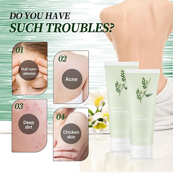 Purifying Exfoliating Gel, 2PCS Deep Cleansing Face and Body Exfoliating Scrub Gel, Advanced Purifying Exfoliatings Moisturizing Scrub for All Skin Types