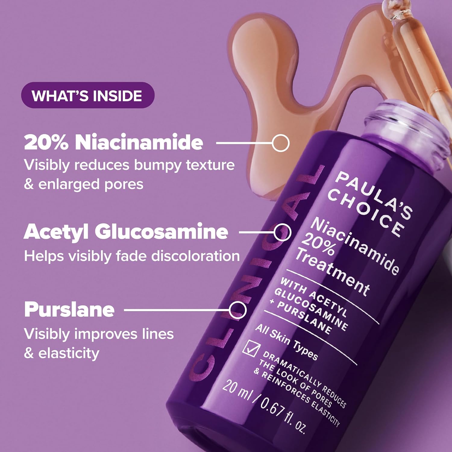 CLINICAL 20% Niacinamide Serum – High Strength Vitamin B3 Face Serum for Anti-Aging, Dark Spots & Enlarged Pores | Fragrance-Free Skin Brightening Treatment | 0.67 Fl Oz