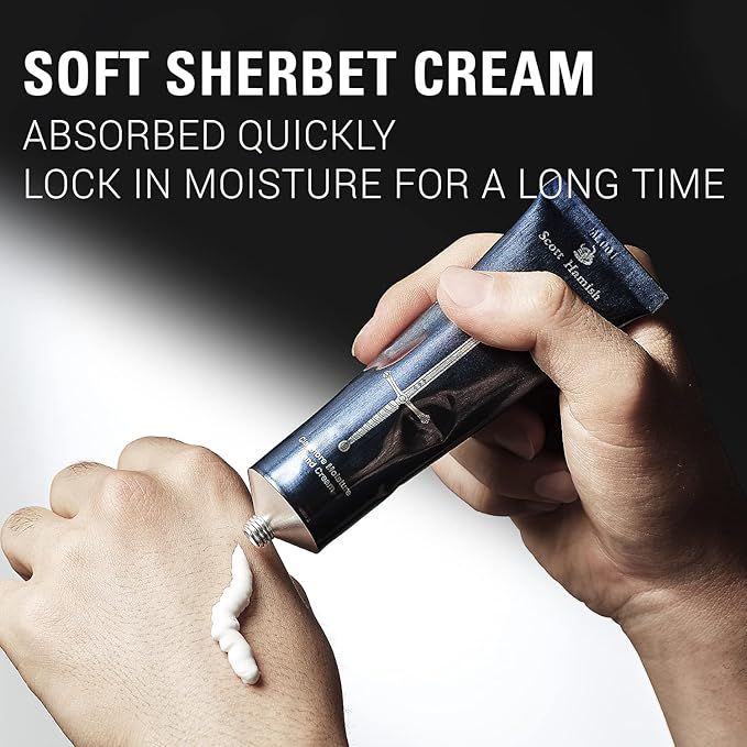 Scott Hamish Claymore Moisture Hand Cream - Hand Moisturizer for Men - Moisturizing Hand Cream for Dry, Cracked Hands with Shea Butter & Milk Thistle – Bergamot Mandarin and Musky Scent, 1.69oz.
