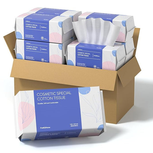PoeticEHome Soft Face Towel - Extra Thick Cotton Tissue Biodegradable | Disposable Dry Wipes for Facial Cleansing & Makeup Removing