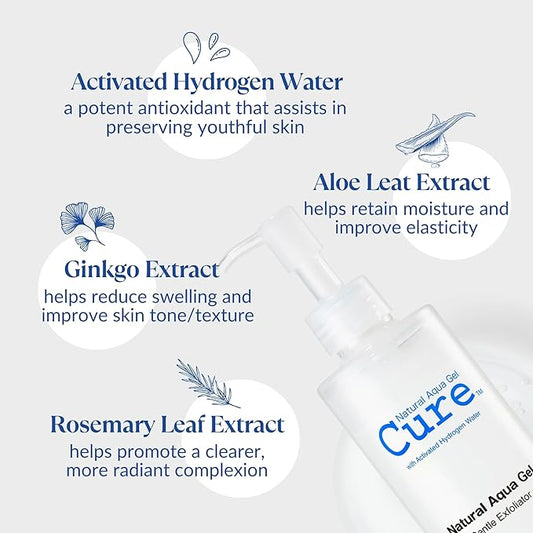 Cure by Toyo | Aqua Gel Gentle Exfoliator | Clear and Softer Skin | Non-Abrasive Face and Body Cleanser | Sensitive Skin | 2 Pack