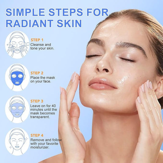Collagen Face Mask,Firming Collagen Mask with Collagen Peptides for Anti-Aging, Facial Hydrogel Masks with low molecular weight collagen for elasticity and moisturizing