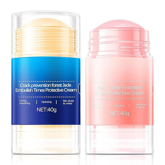 Crack Feet Prevention Stick & Moisturizing Foot Balm – Anti Crack Foot Cream for Dry Cracked Heels and Feet, Removes Dead Skin, Softens Hard Skin (Pink+Blue)