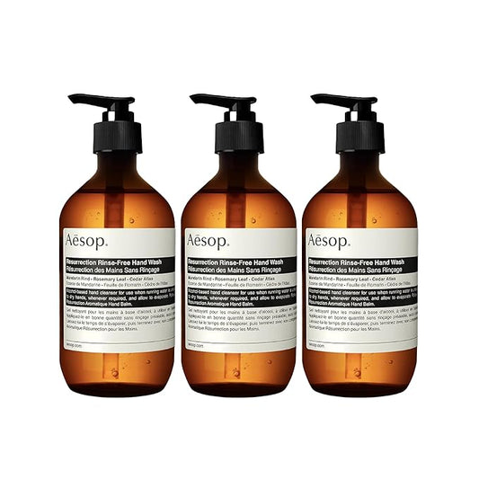 Aesop Resurrection Rinse-Free Hand Wash | Cleanse and Hydrate Without Water | Alcohol Based Formulation | 16.9 oz (Pack of 3)