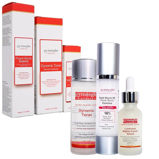 gymsegbë Wrinkle Reduce Luminous Serum, Snail Mucin Essence, and Dynamic Hydrating Toner - Korean Anti-aging Bundle S
