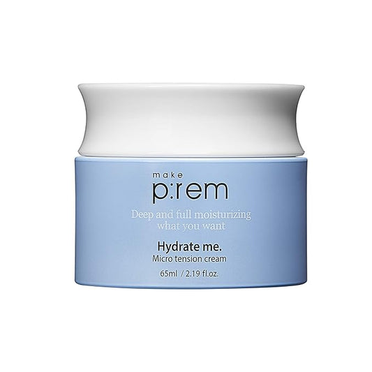 MAKE P:REM Hydrate Me. Micro Tension Cream, Moisturizing Watery Gel Type, Non-Sticky Finish Hydrating Facial Cream for Dry, Sensitive, Oily, Acne-prone Skin, Korean Skin Care, 2.19 fl oz, 65ml
