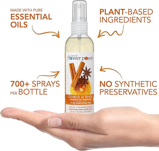 Air Freshener Spray - Odor Eliminator w/Essential Oils - Home, Car & Fabric - Cruelty Free & Vegan - 3 - Citrus & Spice - 3 x 4 fl oz