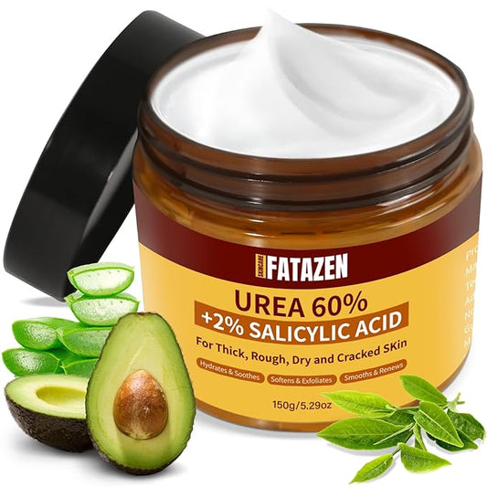 60% Urea Foot Cream with 2% Salicylic Acid for Dry Cracked Heels, Organic Tea Tree Feet Callus Repair Lotion, Maximum Strength Moisturizer with Hyaluronic Acid & Ceramides for Dry, Rough Skin