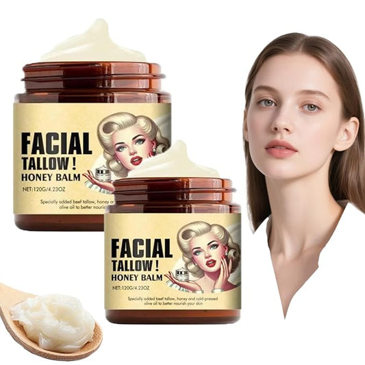 Whipped Beef Tallow and Honey Balm- Hydrating Moisturizer with Shea Butter & Coconut Oil, Deep Nourishing for Dry Skin, Non-Greasy & Fast Absorbing（2 Bottles）