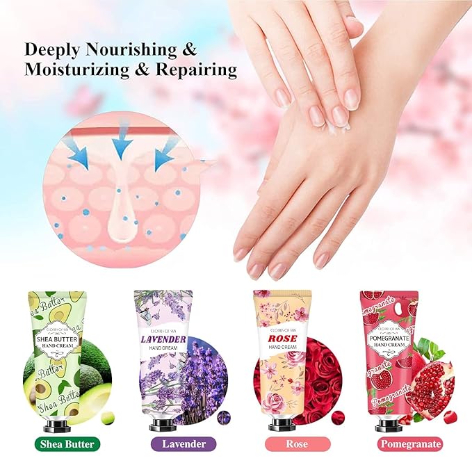 8 PACK Hand Cream Christmas Gifts for Women,Travel Size in Bulk Lotions for Dry Hands,Mini Hand Lotion for Mothers Day Gifts,Easter Gift for Teens,Appreciation Gift,Baby Shower Party Gift