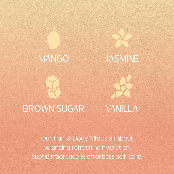 Nature Love Mango Mood Hair & Body Mist | Mango, Jasmine, Brown Sugar & Vanilla | Refreshing All-Over Spray | Cruelty Free, Made in USA (6 Fl Oz)
