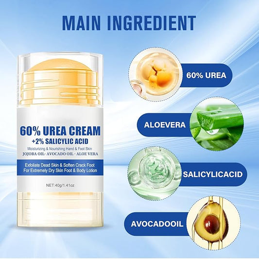 60% Urea Cream + 2% Saliculic Acid, 60 Percent for Feet Maximum Strength Cream, Moisturizing & Nourishing Hand & Foot Skin, for Extremely Dry Skin Foot & Body Lotion (3PCS)
