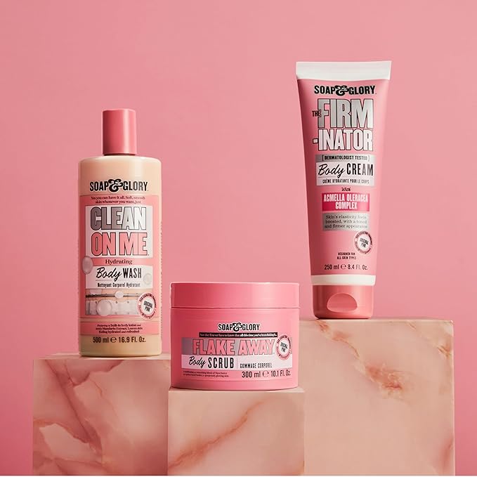Soap & Glory The Firm-inator Body Cream - Skin Hydration Body Moisturizer with Acmella Oleracea Complex, Shea Butter Lotion & Sunflower Seed Oil - Rich Skin Firming and Tightening Lotion (8.4 Oz)