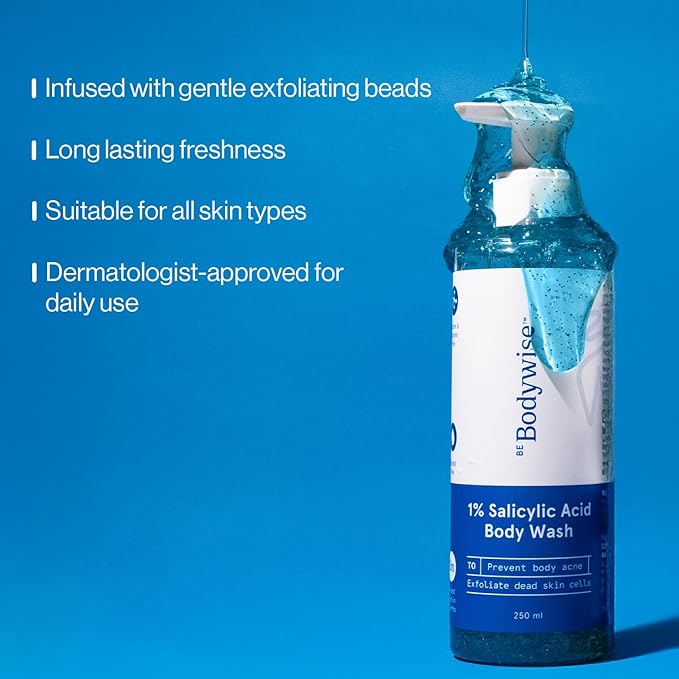 Be Bodywise Body Wash. Prevents Body Acne, Strawberry Skin. Non-Drying, Deep Moisture, Fresh Scent. Paraben Free, Suphate Free. 8.45 Fl Oz