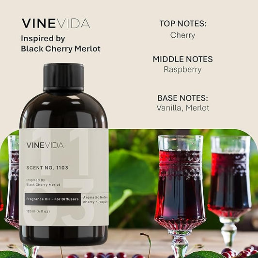 VINEVIDA [4 Fl Oz] Scent NO. 1103 Fragrance Oil for Cold Air Diffusers, Aromatic Notes of Cherry Raspberry Vanila, Essential Oils for Diffuser Oil Refill & Air Freshener Room Spray