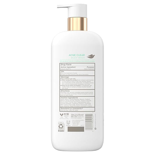 Dove Serum Body Wash Acne Clear for troubled skin with Salicylic Acid 18.5 Fl Oz