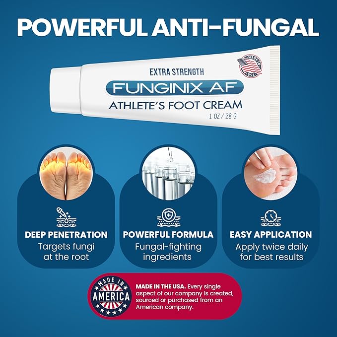 FUNGINIX AF Athletes Foot Cream - Topical Anti-Fungal Treatment, Eliminates Athlete's Foot Infections, Safe & Effective (2 Tubes)
