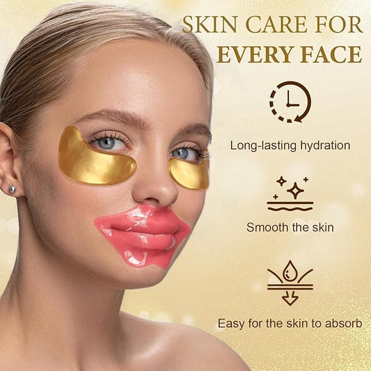 CHMI 30 Pairs Lip Masks & Eye Masks - 24K Gold Eye Patches for Puffy Eyes, Dark Circles, EyeBags and Wrinkles, Collagen Skin Care Products, Beauty & Personal Care.