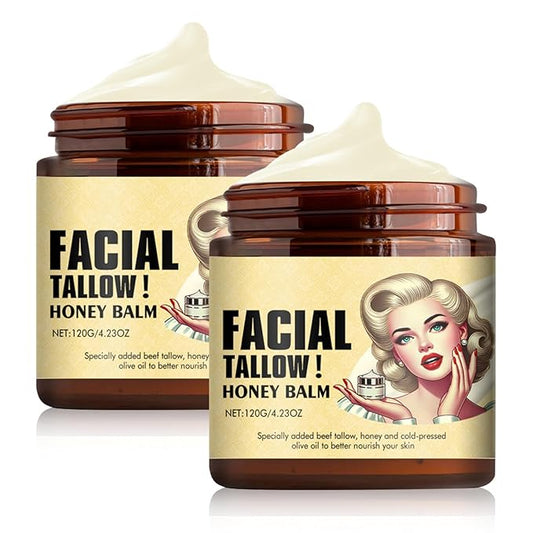 Whipped Beef Tallow and Honey Balm- Hydrating Moisturizer with Shea Butter & Coconut Oil, Deep Nourishing for Dry Skin, Non-Greasy & Fast Absorbing（2 Bottles）