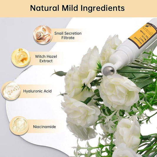 Snail Peptide Eye Cream For Moisturizing, 17 ML Snail Mucin Under Eye Cream With Niacinamide, Hyaluronic Acid For Dark Circles, Puffiness and Fine Lines.