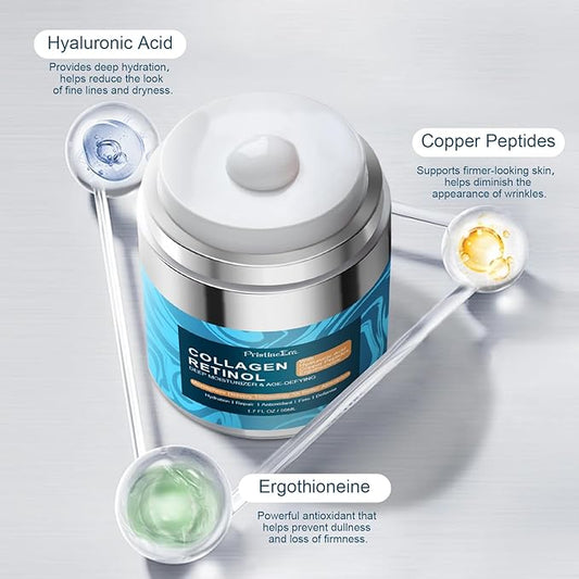 Collagen Retinol Hyaluronic Acid Cream, Anti-Aging Face Moisturizer for Face, Firming Skin Care Neck & Décolleté, Daily Moisturizer Face Cream Day & Night - 1.7 fl.oz.