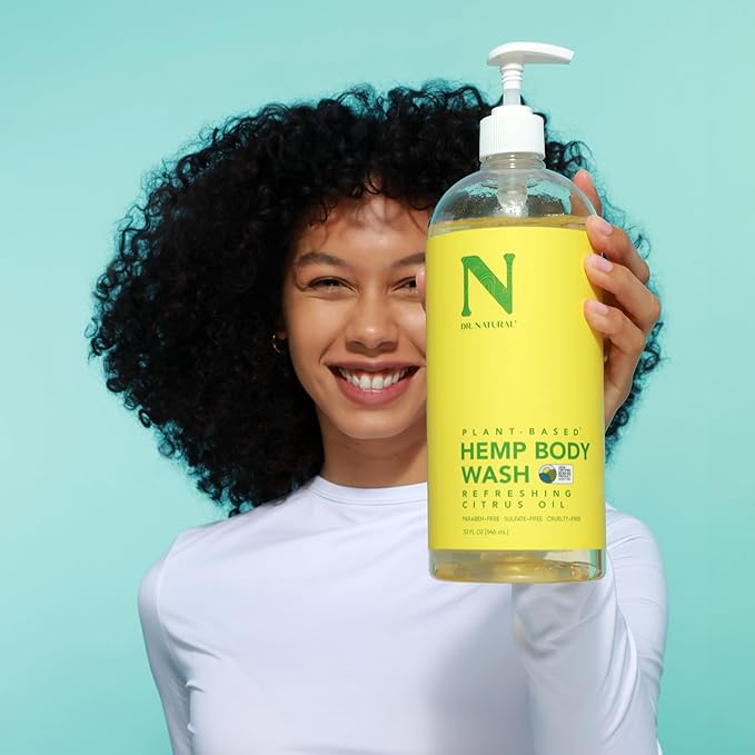 Dr. Natural Hemp Body Wash - Natural for Sensitive Skin - Moisturizing - Anti-Aging and Acne Reduction - Citrus Oil - 32 oz
