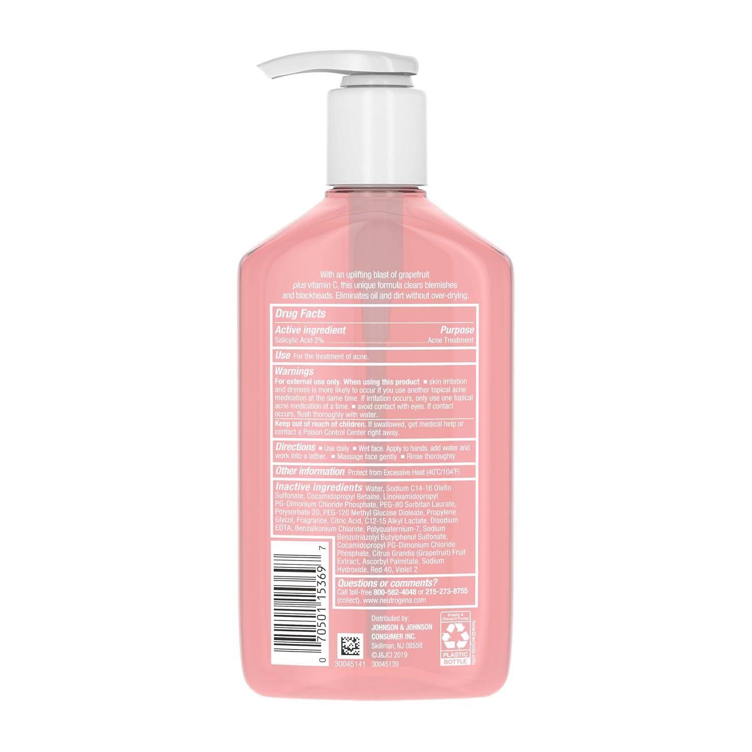 Oil-Free Acne Face Wash with Salicylic Acid & Vitamin C – Pink Grapefruit Pore Cleanser & Facial Wash for Acne-Prone Skin, 9.1 Fl. Oz 🍊✨
