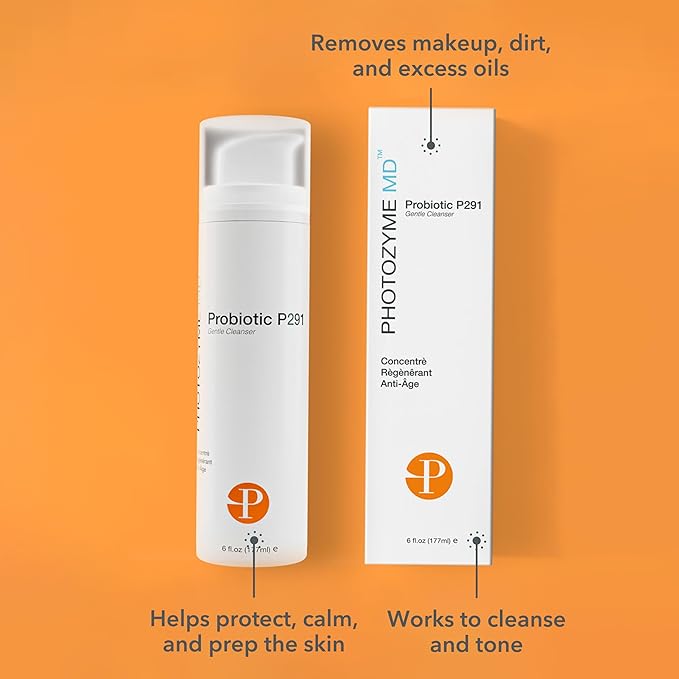 Photozyme Probiotic P291 Gentle Cleanser - Face Wash That Cleans and Tones - Removes Makeup and Impurities - pH Balances The Skin - Promotes Healthy Skin - 6 fl oz./177 ml