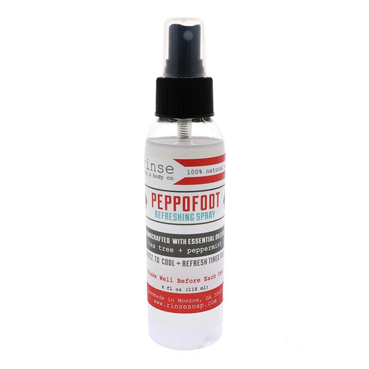 Rinse Bath & Body Peppofoot Peppermint Foot Spray - Handmade Peppermint & Tea Tree Foot spray with Essential Oils | Cooling, Refreshing & Moisturizing | Gluten Free| All Natural Herbal Foot Spray |4oz