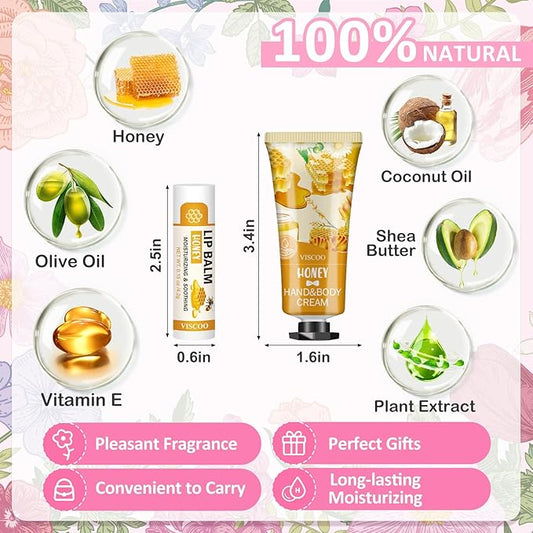 8 Pack / 4 Sets Lip Balm and Hand Cream Gifts for Women, Bridal Shower Gifts, Bridal Wedding Favors for Guests, Baby Shower Gifts for Guests, Thank You Gifts, Party Favors, Birthday Gifts