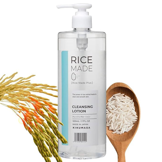 4-in-1 Rice Makeup Remover Face Wash + Facial Toner + Face Exfoliant for Women & Men, Oil Free Makeup Remover with Sake Rice Extract, Ceramides & Fruit Extracts in Japan 16.9 fl oz