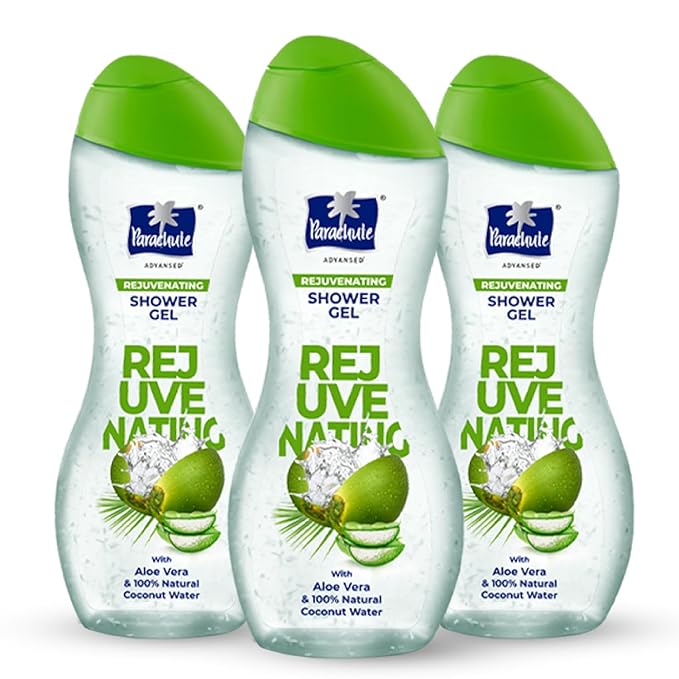 Parachute Advansed Rejuvenating Body Wash | Hydrating Aloe Vera & Coconut Water | Soap-Free, Paraben-Free | Protects Skin Barrier | 8.4 Fl Oz (Pack of 3)