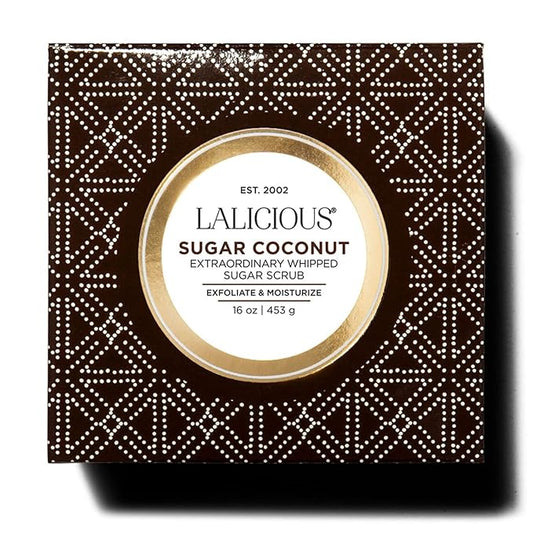 LALICIOUS Sugar Coconut Sugar Scrub, Exfoliating Body Scrub, Moisturizing Extraordinary Whipped Body Exfoliator, Gentle Exfoliating Body Scrubber Exfoliator for Radiant Skin, No Parabens - 16oz