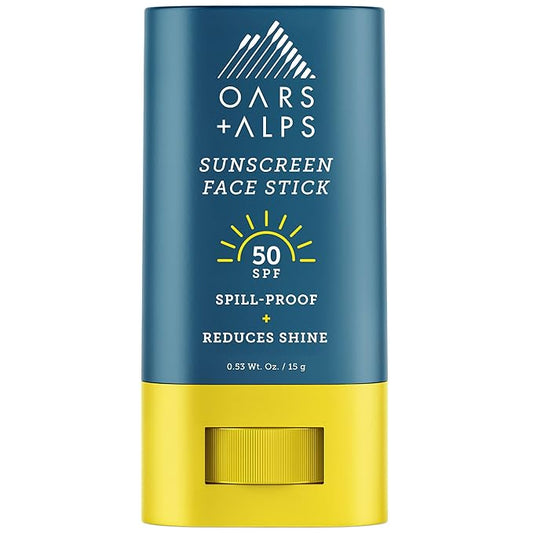 Oars + Alps Matte Face Sunscreen Stick, SPF 50 Travel Sunscreen Roll On for Face & Body, Fragrance Free, Water & Sweat Resistant Sunblock, All Skin Types, Dermatologist Tested, Moisturizing