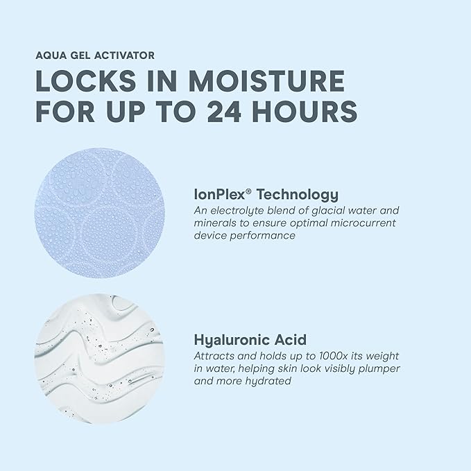 NuFACE Aqua Gel Activator - Microcurrent Conductive Gel & Activator Powered by IonPlex & Hyaluronic Acid to Enhance Results of NuFACE Microcurrent Facial Device - Improves Skin Radiance (3.3 oz)