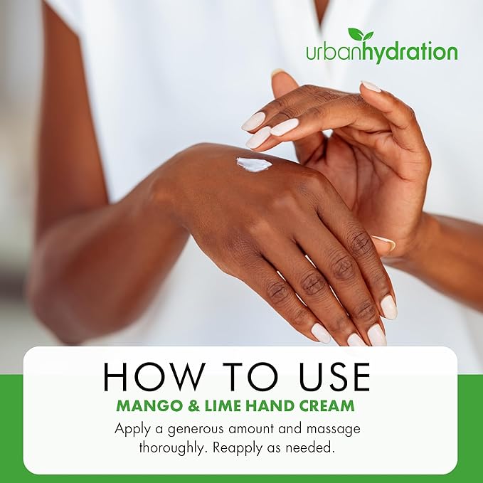 Urban Hydration Rejuvenate & Nourish Mango & Lime Hand Cream – Moisturizing Hand Cream for Dry and Rough Skin, Prevents premature aging, Sulfate, Paraben, and Silicone-Free, For All Skin Types, 4oz