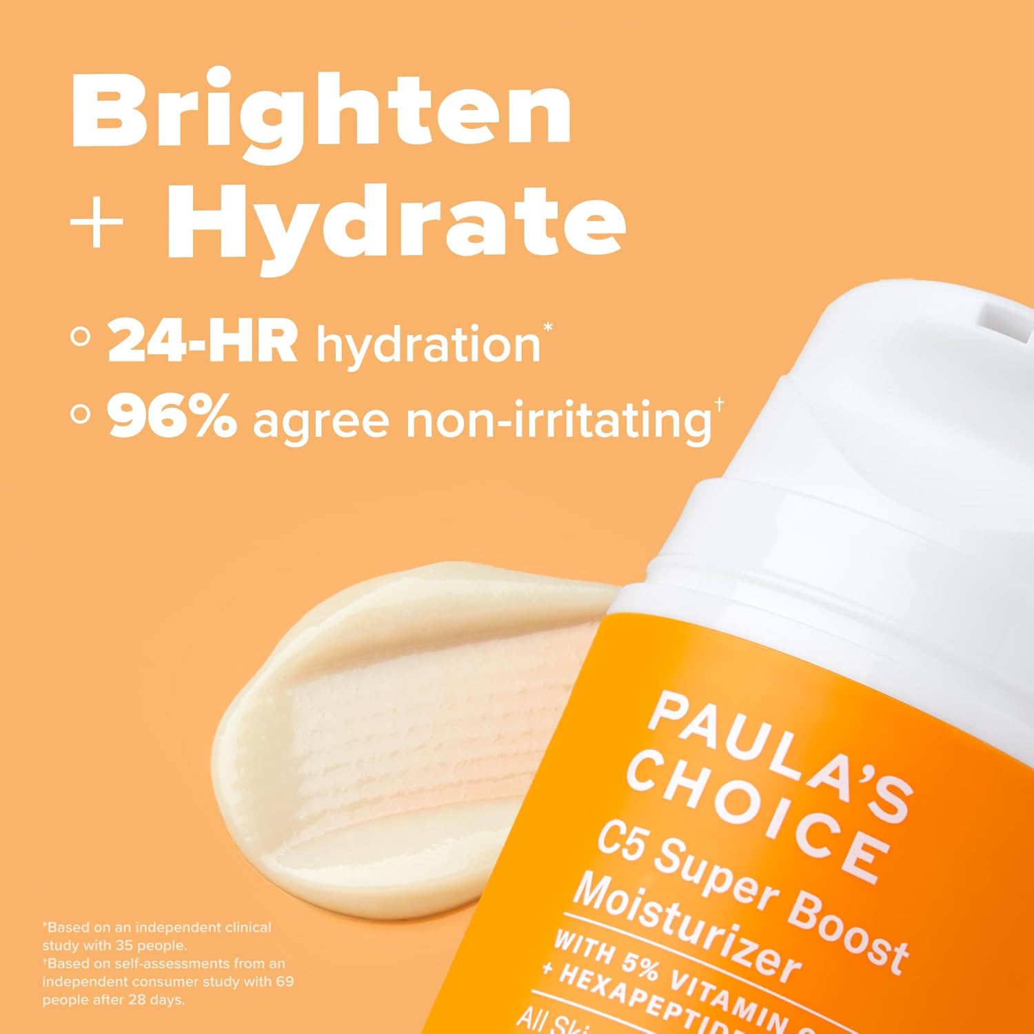 C5 Super Boost Vitamin C Moisturizer – 5% Stabilized Vitamin C + Squalane | Brightening Face Lotion for Uneven Skin Tone, Discoloration, Fine Lines & Acne-Prone Skin | Daily Fragrance-Free Anti-Aging Cream