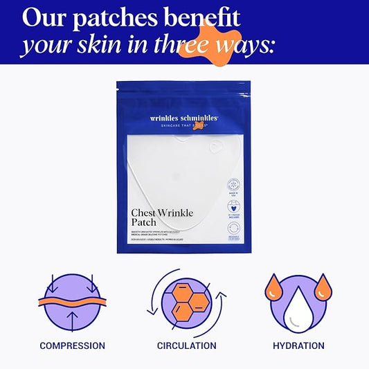 Wrinkles Schminkles Chest, Cleavage & Body Stretch Mark Wrinkle Patches | Reusable Hypoallergenic Pregnancy Safe Silicone Smoothing Pads to Prevent and Reduce Wrinkles & Stretch Marks | 2 Pack