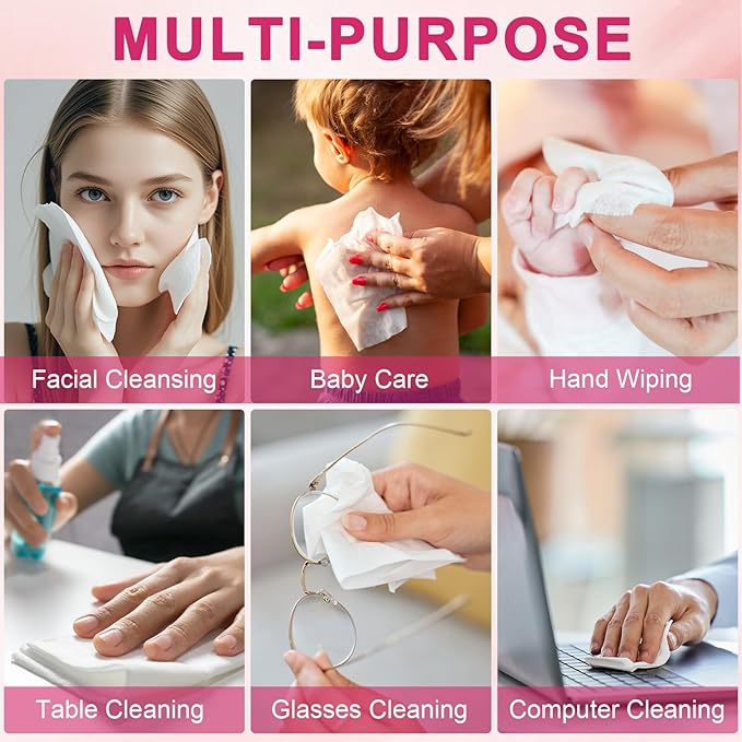 60 Count XXL Disposable Face Towels 12" × 12", 100% USDA Biobased Face Towelettes Disposable, Clean Facial Towels for Makeup and Clean Skin, Super Soft and Thick Dry Wipes Club